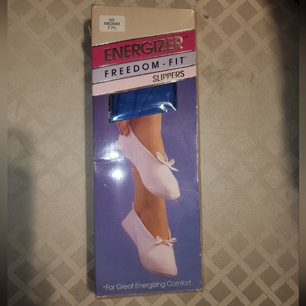 Vintage Energizer Freedom-Fit Blue Slippers M NWT